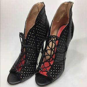 Tamar Black Stiletto Laser Cut Bootie 10